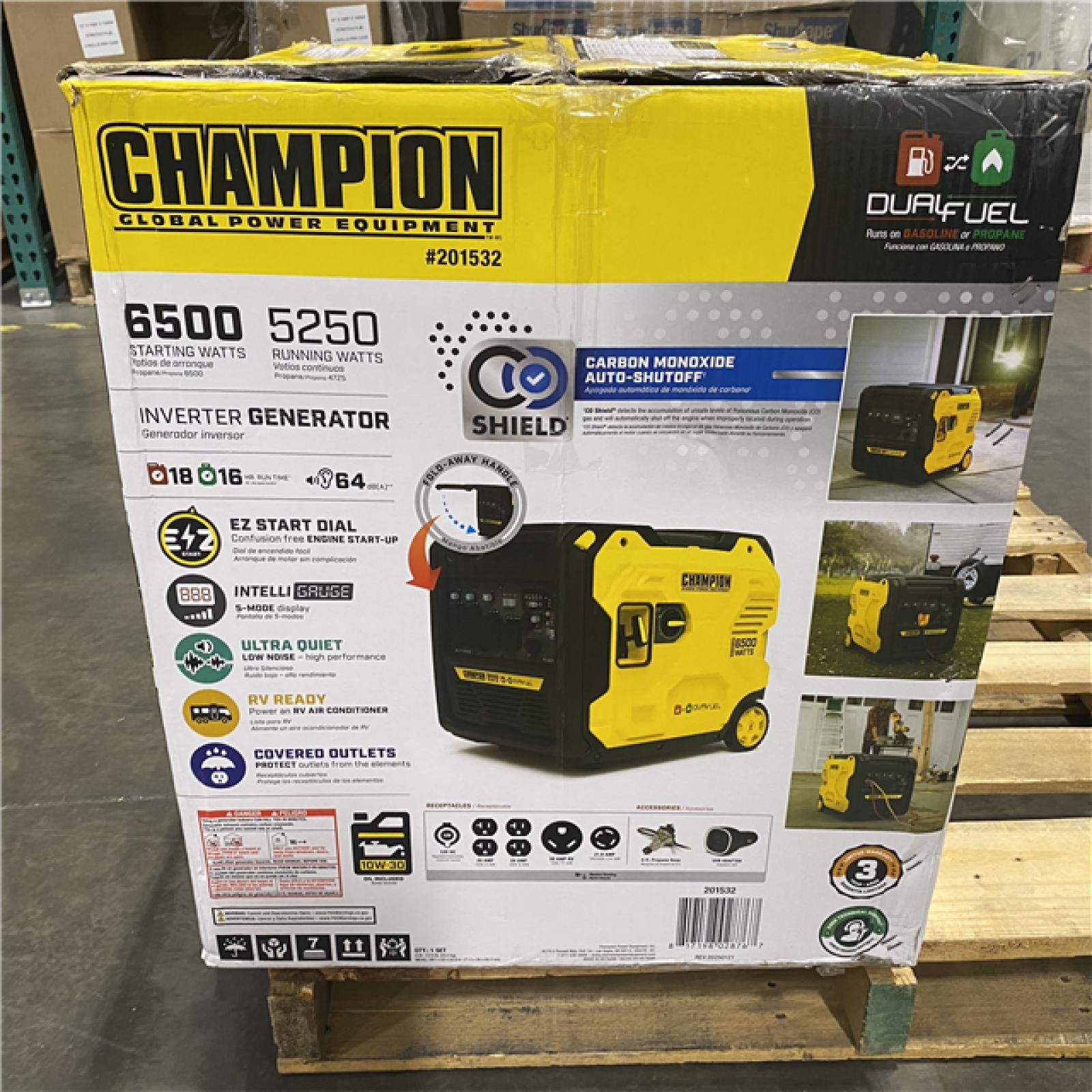 Dallas Location - As-Is Champion 201532 6500W Dual Fuel Inverter Generator