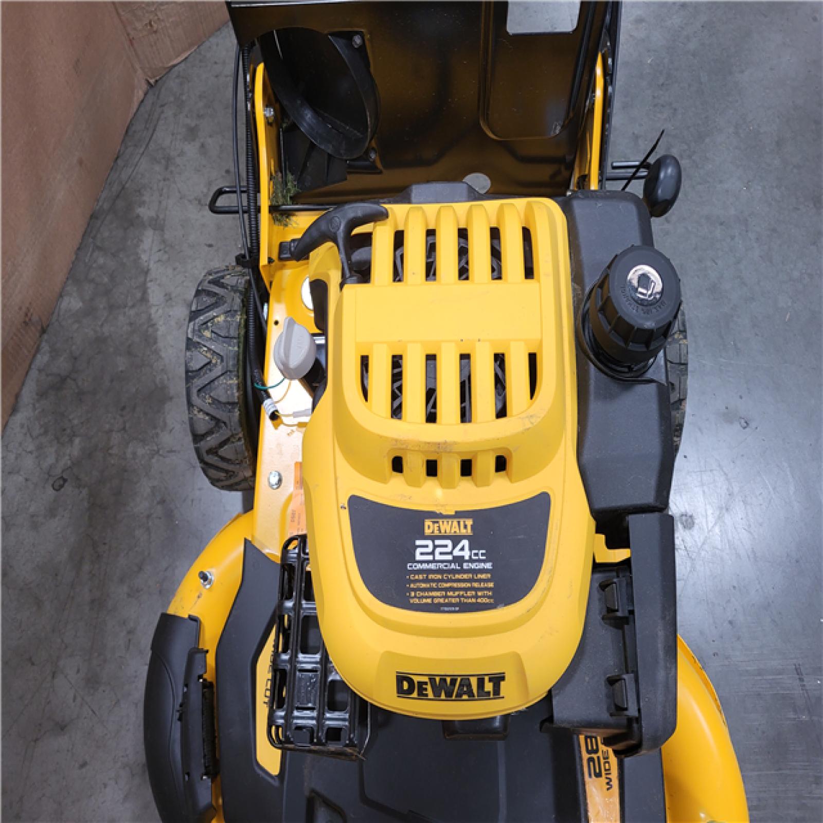 CALIFORNIA AS-IS DEWALT 224CC ENGINE 28 WIDE CUT GASOLINE LAWN MOWER