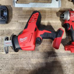 HOUSTON LOCATION - AS-IS Milwaukee M18 18-Volt Lithium-Ion Brushless Cordless Combo Kit (4-Tool) with 2-Batteries  1-Charger and Tool Bag