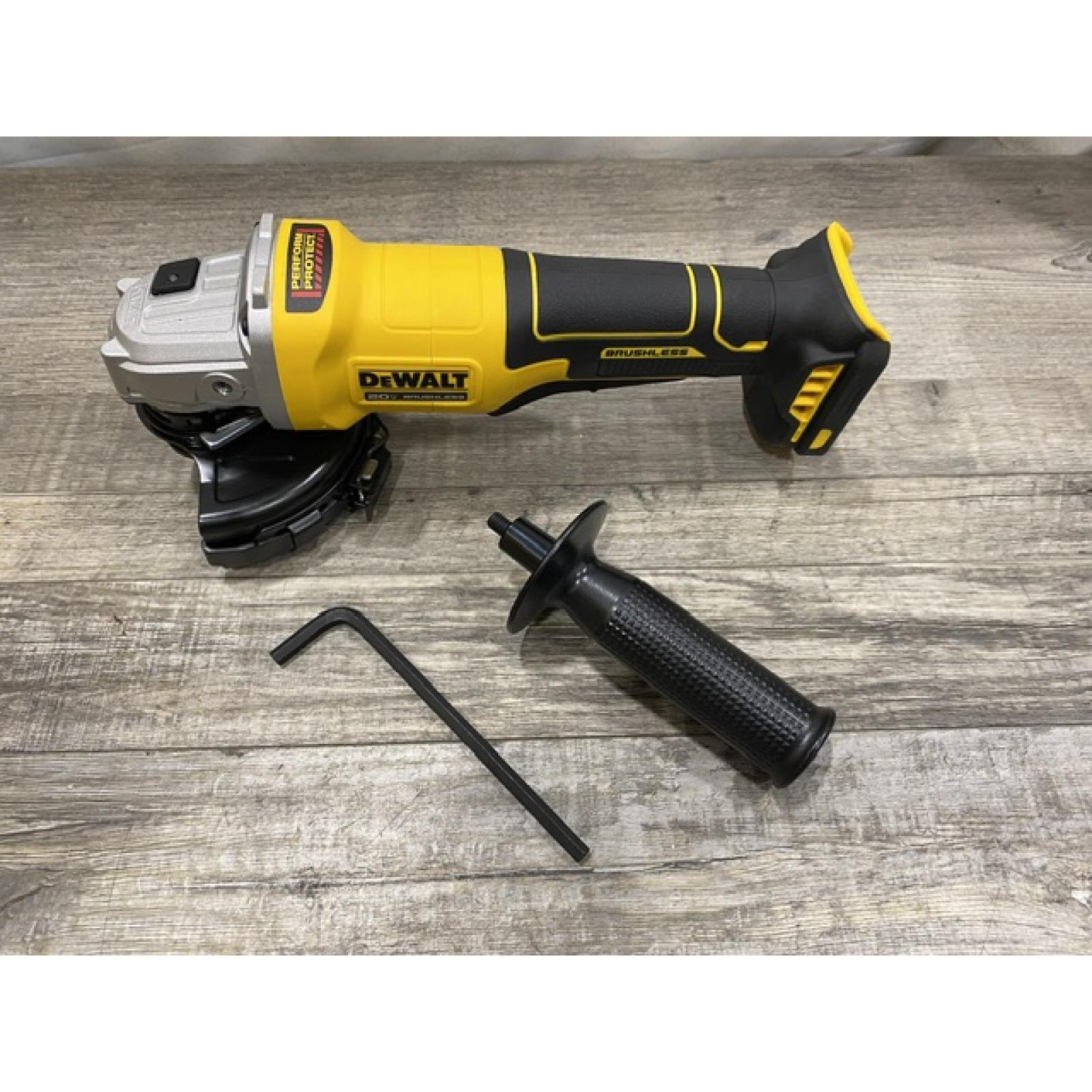 AS-IS DEWALT 20V MAX Cordless Brushless 4-1/2 in. Angle Grinder with Paddle Switch (Tool Only)