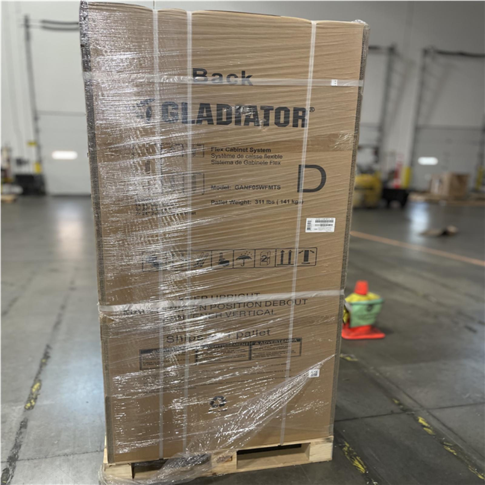 DALLAS LOCATION- NEW! Gladiator Flex 78in W x 75 in H x 19in D Pre-Assembled 24 Gauge Welded Steel 5-Piece Garage System in Silver Tread (2 SETS)