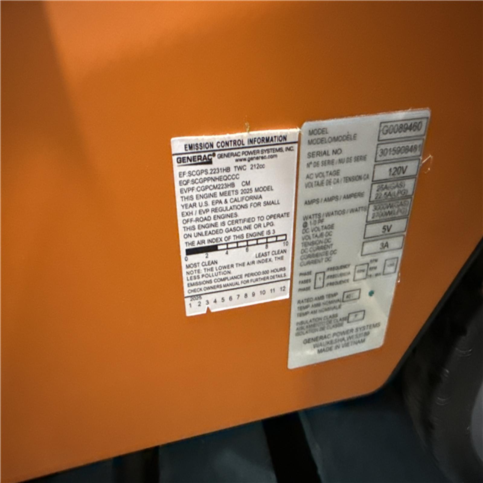 California AS-IS Generac Portable Inverter Generator