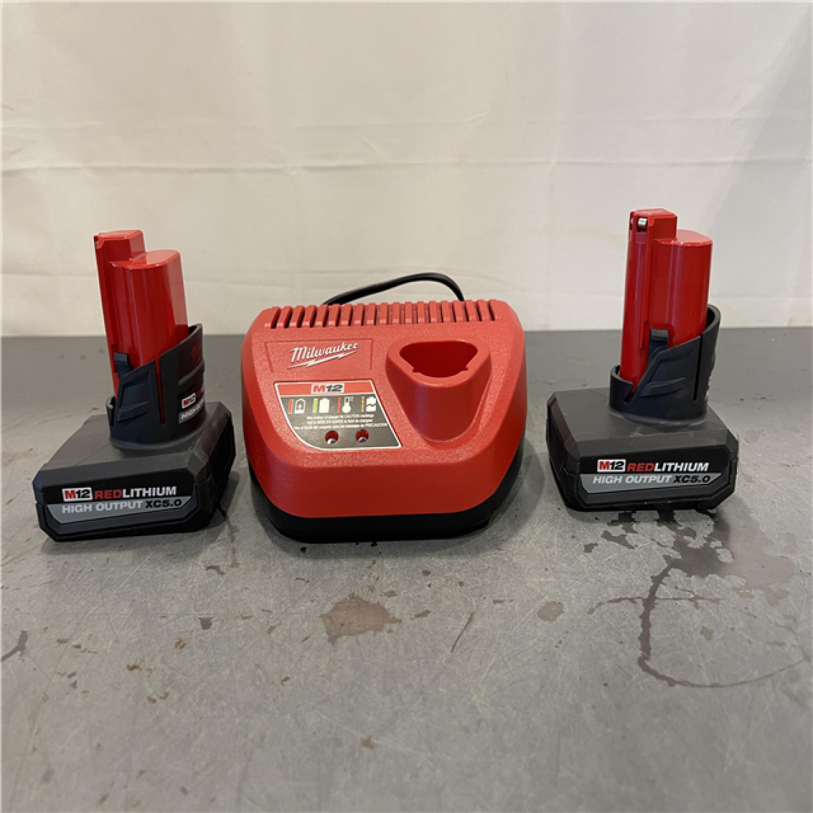 AS-IS - Milwaukee M12 12V Lithium-Ion XC High Output 5.0 Ah Battery (2-Pack) Starter Kit