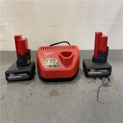 AS-IS - Milwaukee M12 12V Lithium-Ion XC High Output 5.0 Ah Battery (2-Pack) Starter Kit