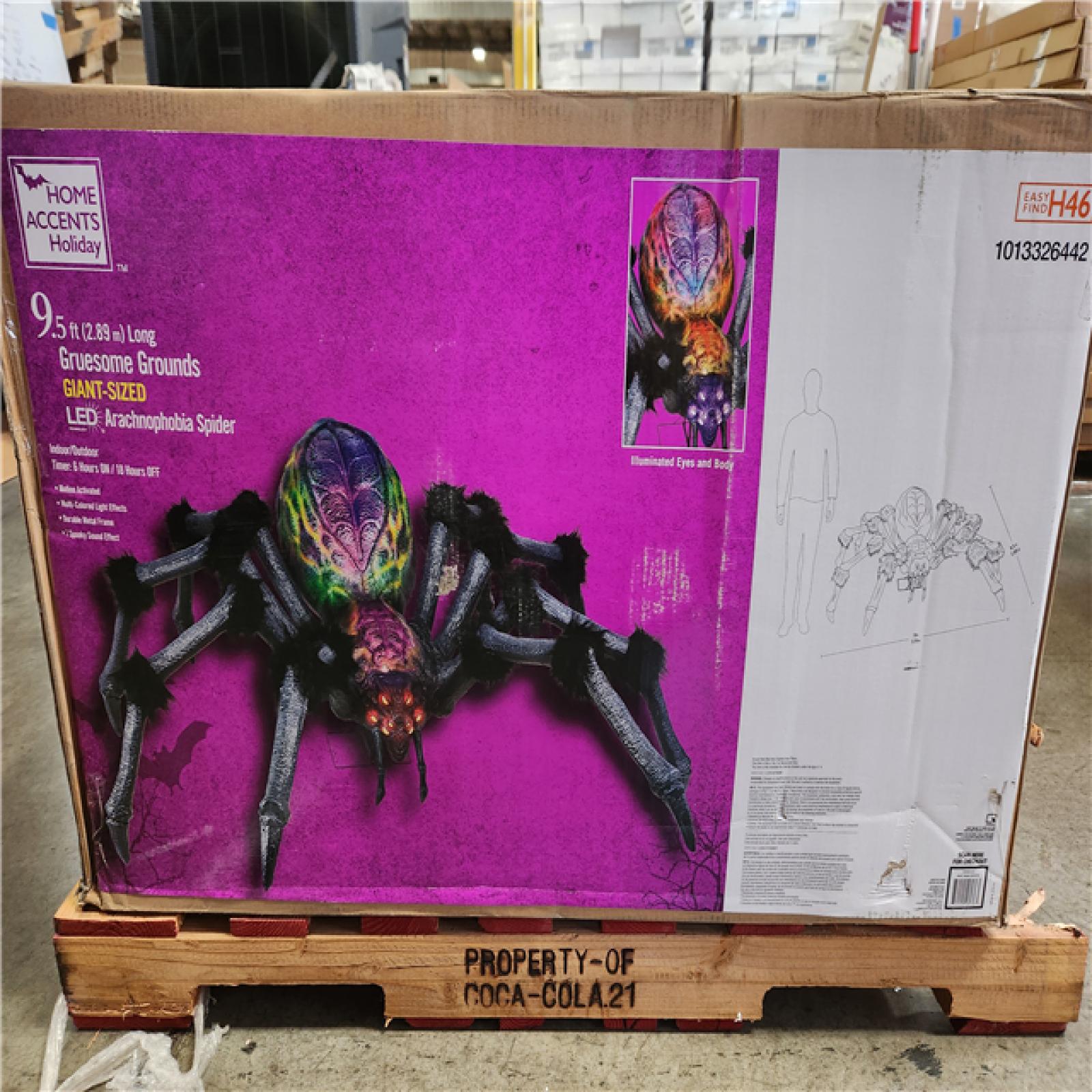 Phoenix NEW Home Accents Holiday 9.5 ft. Long Gruesome Grounds Giant-Sized LED Arachnophobia Spider