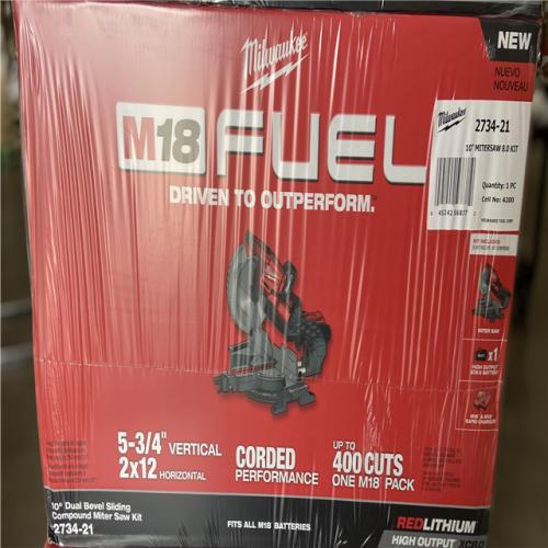 NEW! - Milwaukee M18 FUEL 18V 10 in. Lithium-Ion Brushless Cordless Dual Bevel Sliding Compound Miter Saw Kit with One 8.0 Ah Battery