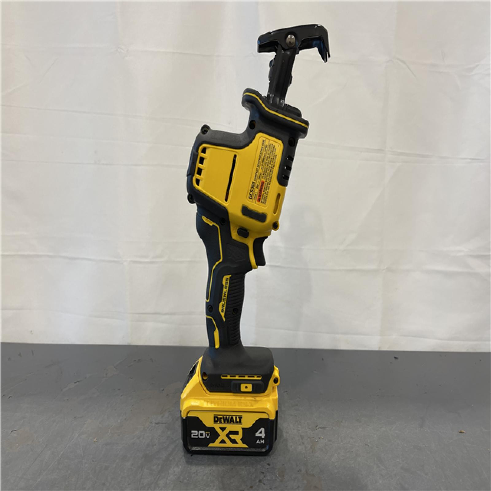 AS-IS - DeWalt ATOMIC 20V MAX Cordless Brushless Compact Reciprocating Saw and 20V MAX Premium Lithium-Ion 4.0Ah Battery
