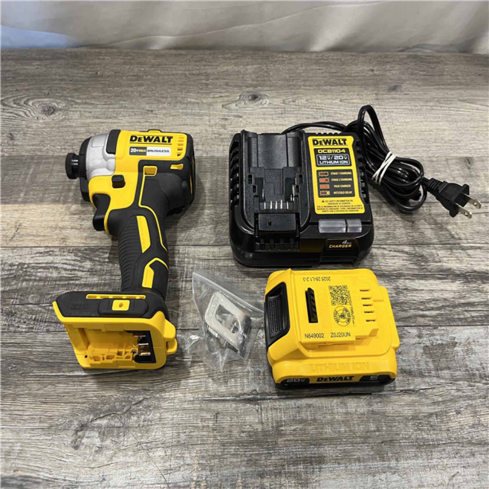 AS-IS DEWALT 20V MAX Lithium-Ion Brushless Cordless 1/4 in. Impact Driver Kit