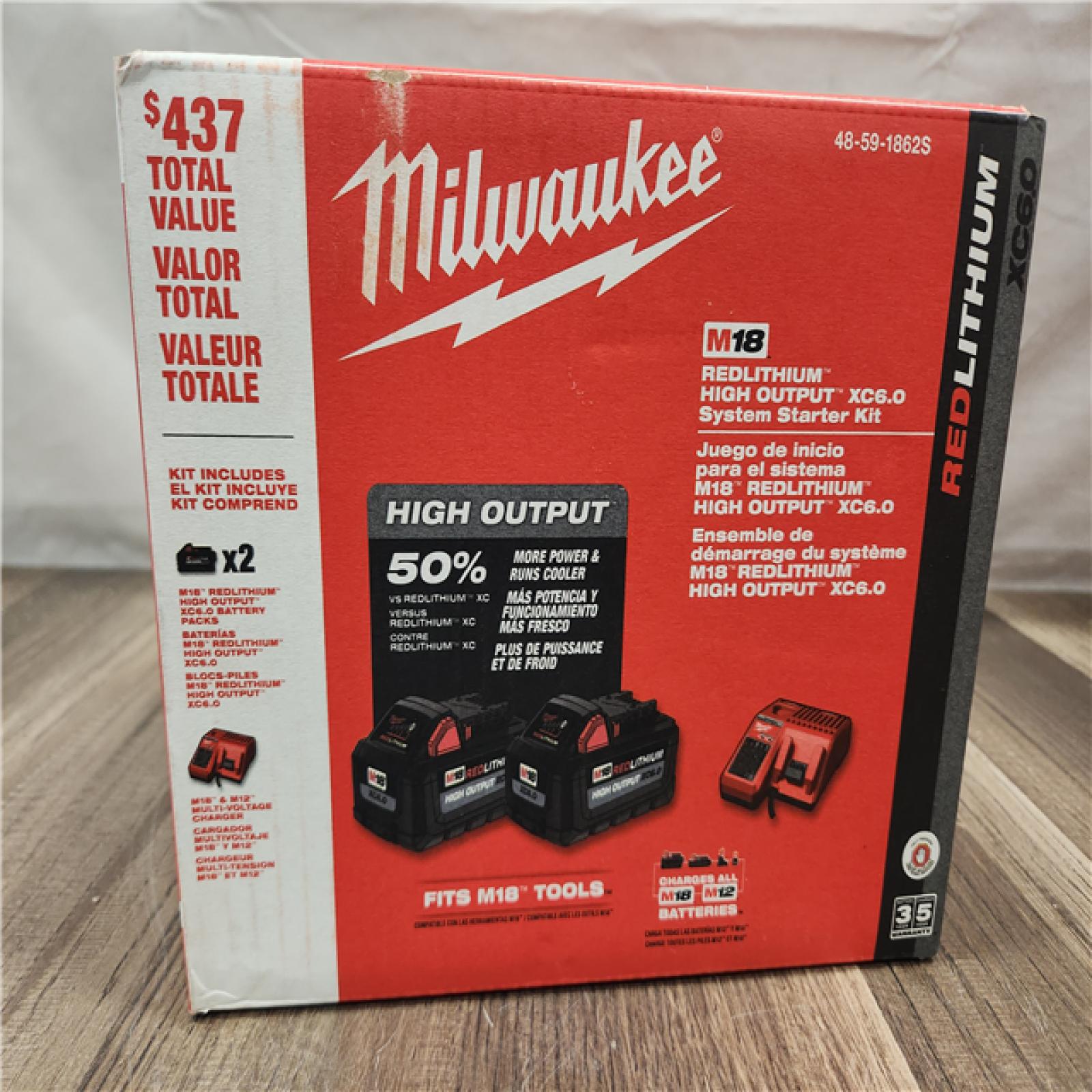 NEW- Milwaukee 18-Volt Lithium-Ion High Output Starter Kit with Two 6.0 Ah Battery and Charger