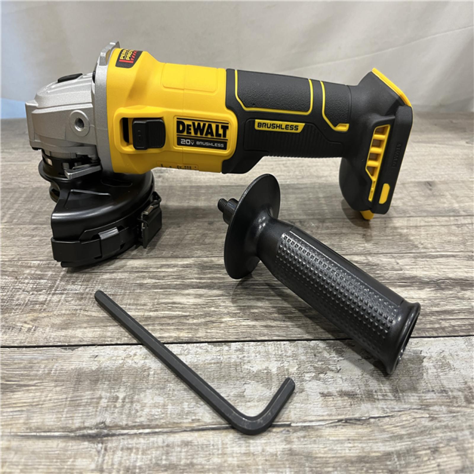 AS-IS DEWALT 20-Volt MAX Cordless Brushless 4-1/2 in. Angle Grinder with Slide Switch (Tool Only)