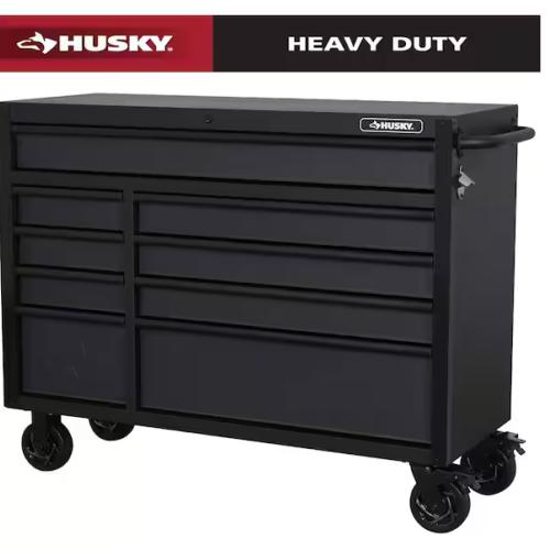 DALLAS LOCATION - Husky Heavy-Duty 52 in. 9-Drawer Matte Black Rolling Tool Cabinet