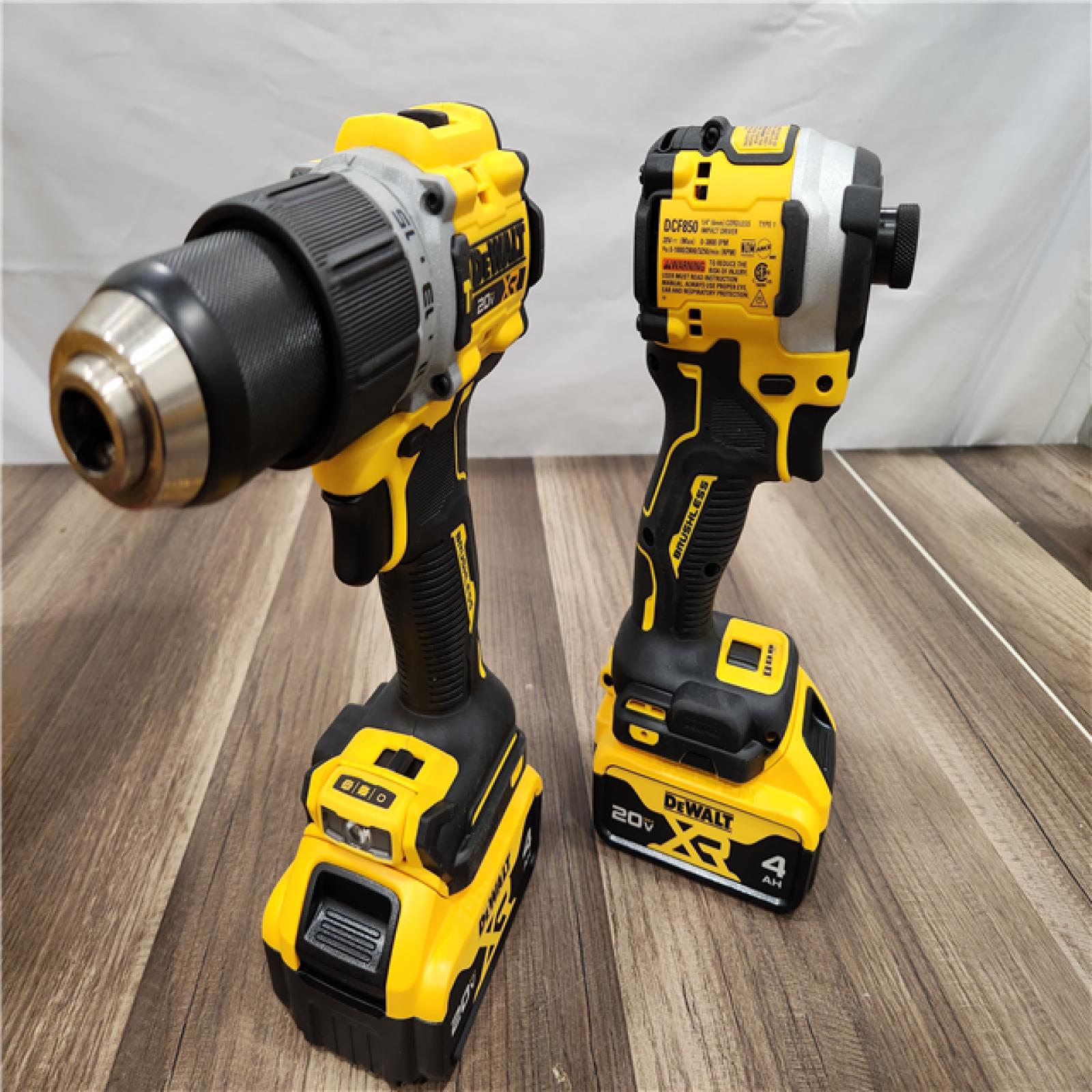 AS-IS DEWALT 20V MAX XR Hammer Drill and ATOMIC Impact Driver 2 Tool Cordless Combo Kit with (2) 4.0Ah Batteries, Charger, and Bag