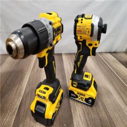 AS-IS DEWALT 20V MAX XR Hammer Drill and ATOMIC Impact Driver 2 Tool Cordless Combo Kit with (2) 4.0Ah Batteries, Charger, and Bag
