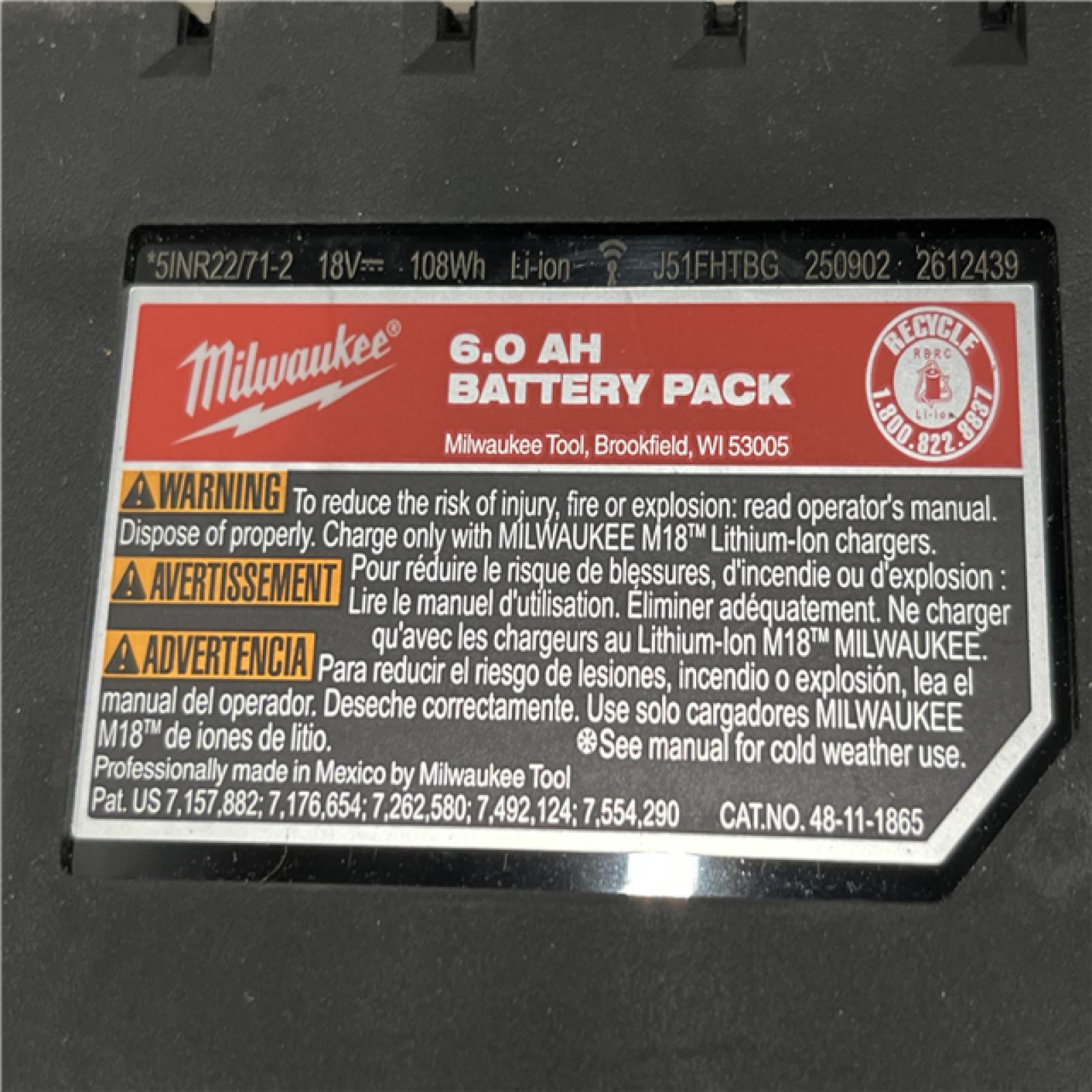 AS-IS Milwaukee 18-Volt Lithium-Ion High Output 6.0Ah Battery Pack (2-Pack)