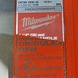 HOUSTON LOCATION - AS-IS MILWAUKEE 7-1/4 REAR HANDLE CIRCULAR SAW (TOOL ONLY)