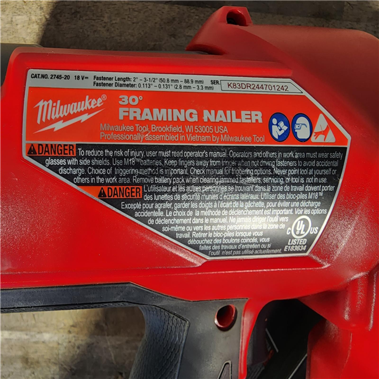 HOUSTON LOCATION - AS-IS M18 FUEL 3-1/2 in. 18-Volt 30-Degree Lithium-Ion Brushless Cordless Framing Nailer (Tool-Only)