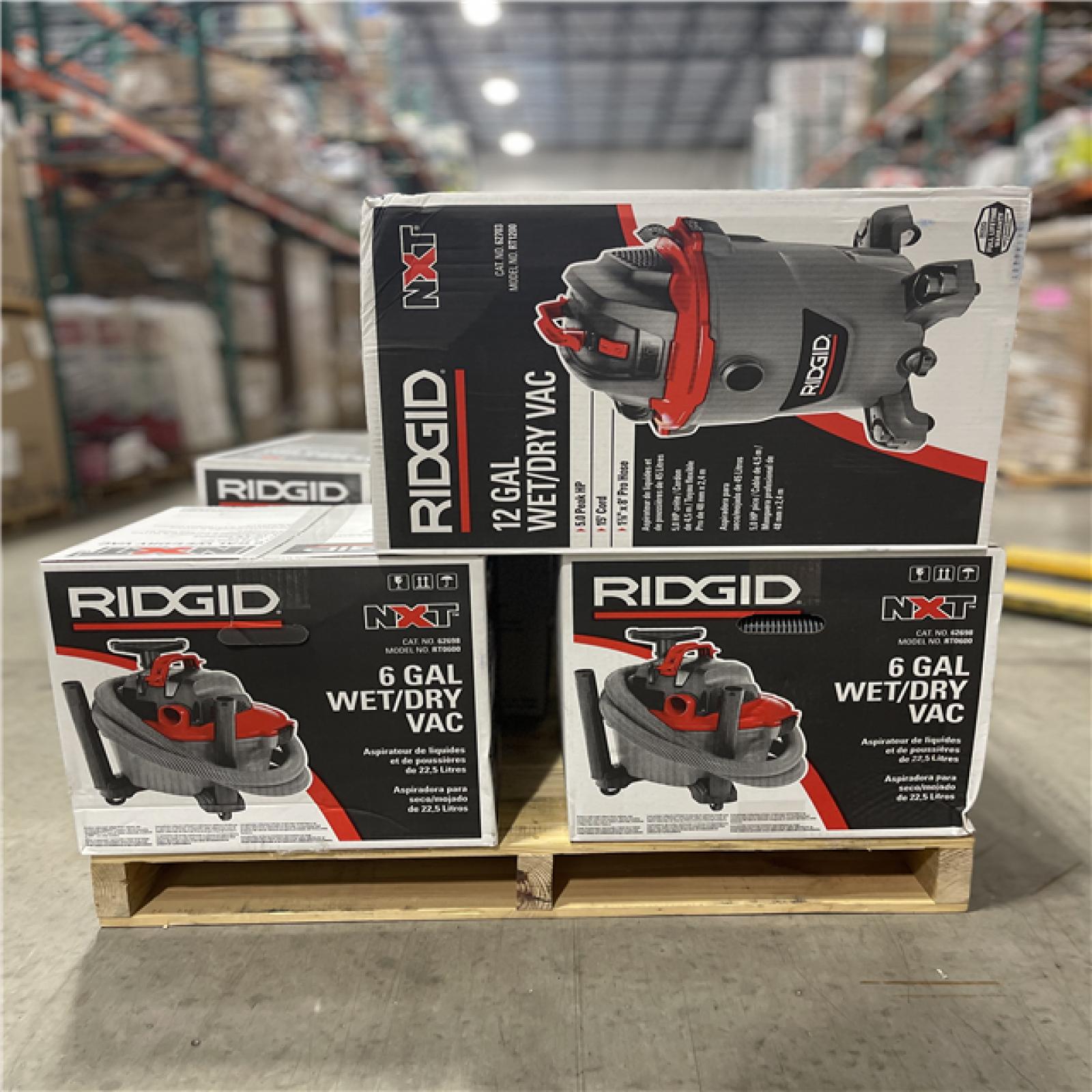 DALLAS LOCATION- RIDGID WET/DRY VACUUM PALLET (6 UNITS)