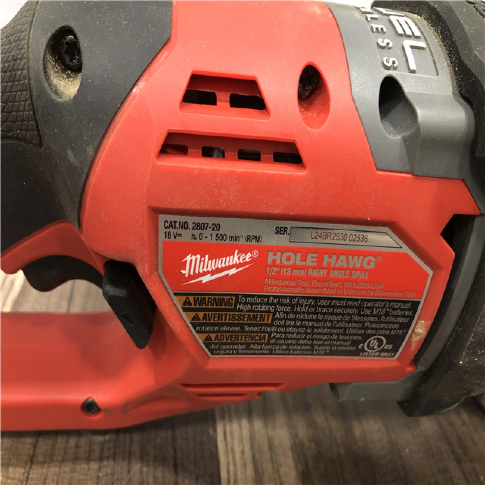 AS-IS Milwaukee FUEL GEN II 18V Lithium-Ion Brushless Cordless 1/2 in. Hole Hawg Right Angle Drill (Tool-Only)