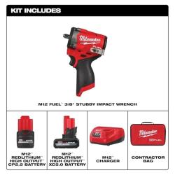 NEW - Milwaukee FUEL 12V Li-Ion Brushless Cordless Stubby 3/8 in. Impact Wrench Kit