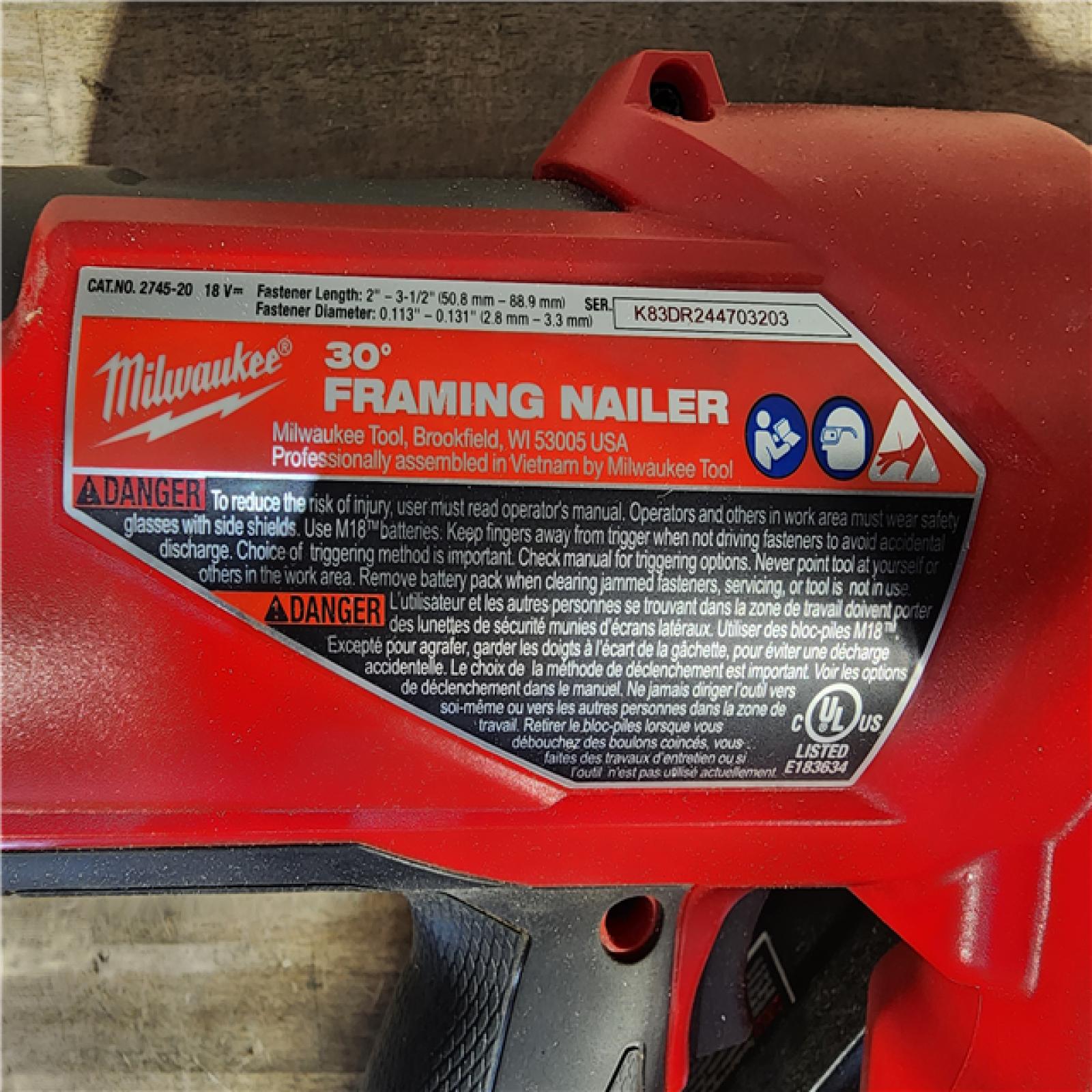 HOUSTON LOCATION - AS-IS M18 FUEL 3-1/2 in. 18-Volt 30-Degree Lithium-Ion Brushless Cordless Framing Nailer (Tool-Only)