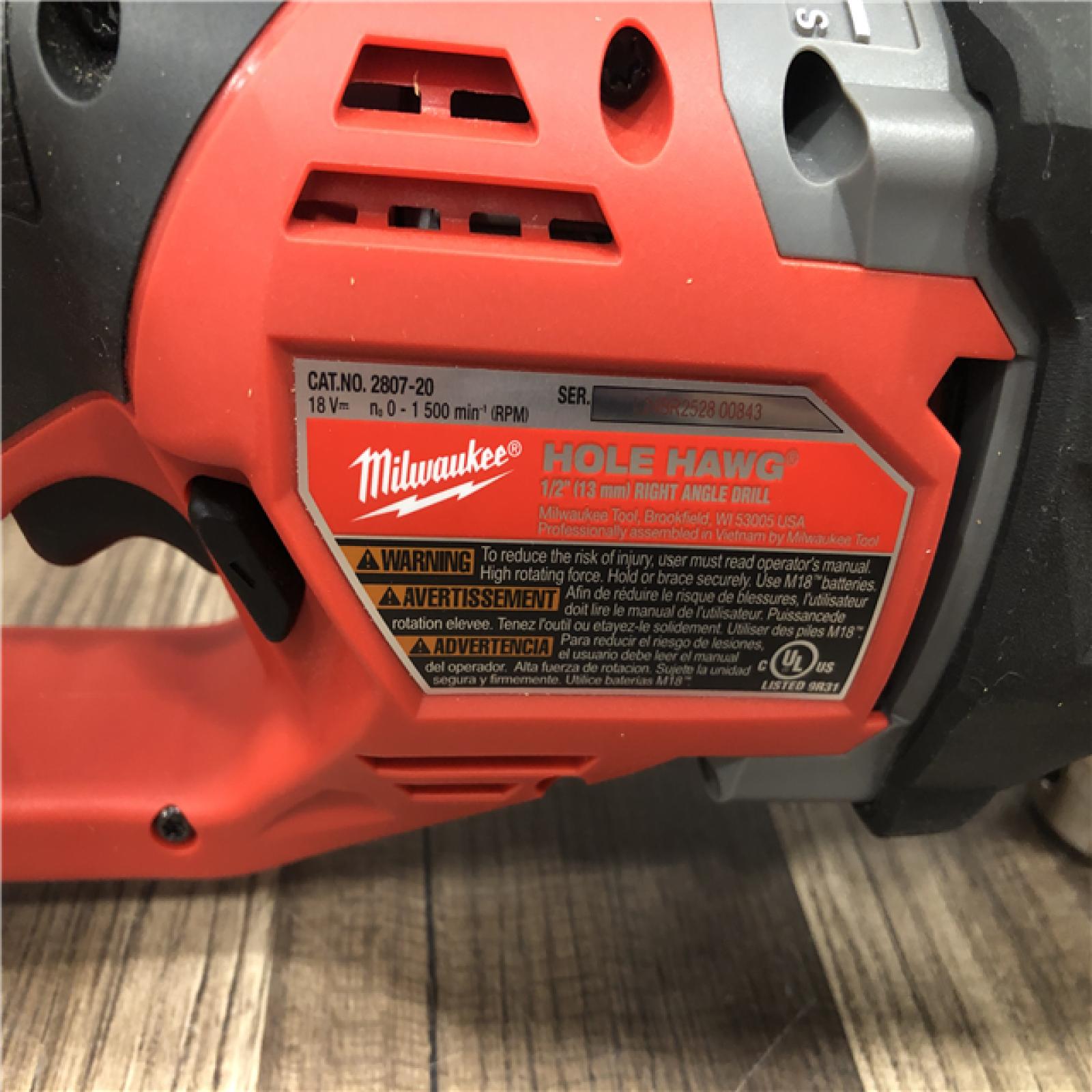 AS-IS Milwaukee FUEL GEN II 18V Lithium-Ion Brushless Cordless 1/2 in. Hole Hawg Right Angle Drill (Tool-Only)