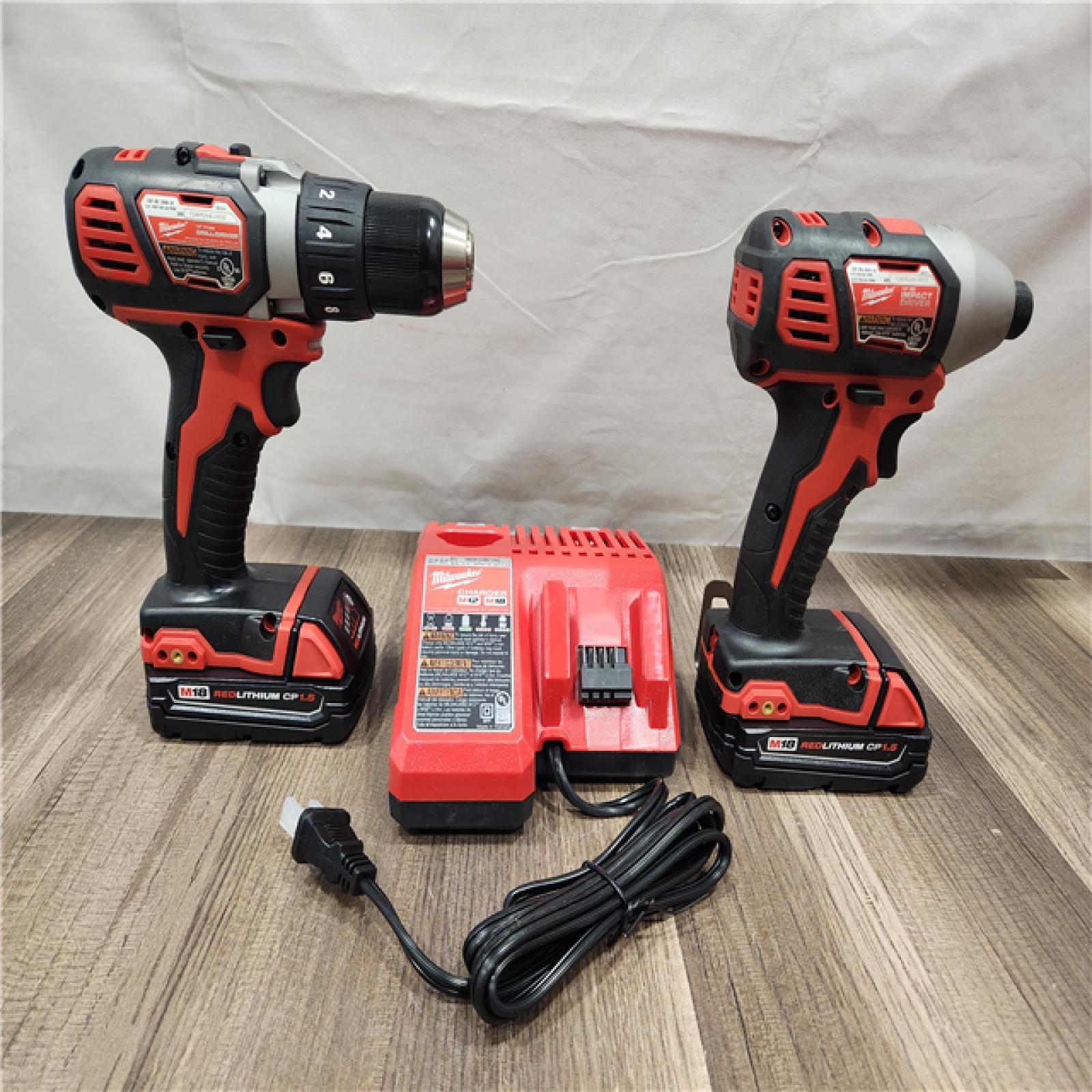 AS-IS- Milwaukee 18V Cordless Brushed 2-Tool Drill/Driver and Impact Driver Kit
