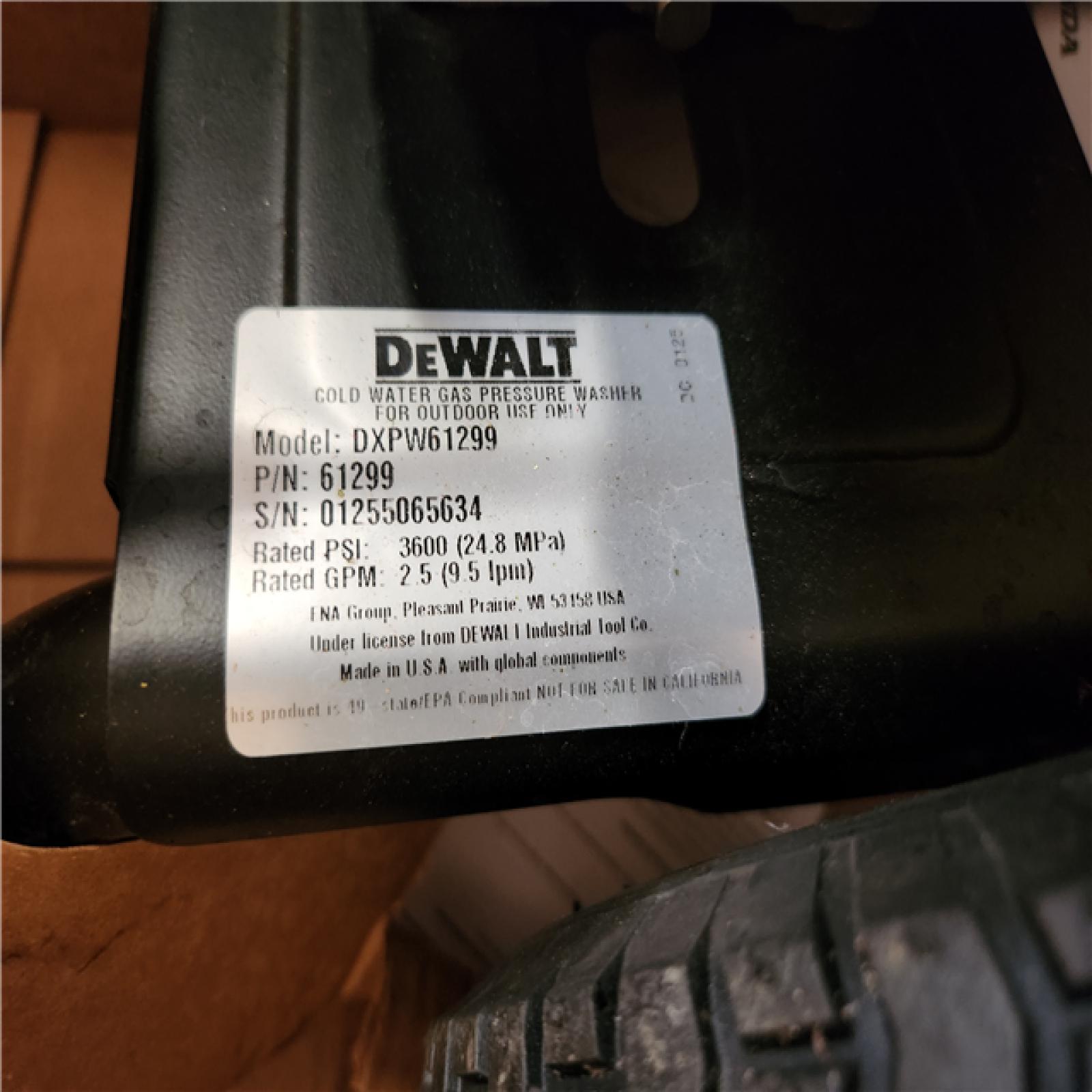 Phoenix AS-IS DEWALT 3600 PSI 2.5 GPM Cold Water Gas Professional Pressure Washer with HONDA GX200 Engine