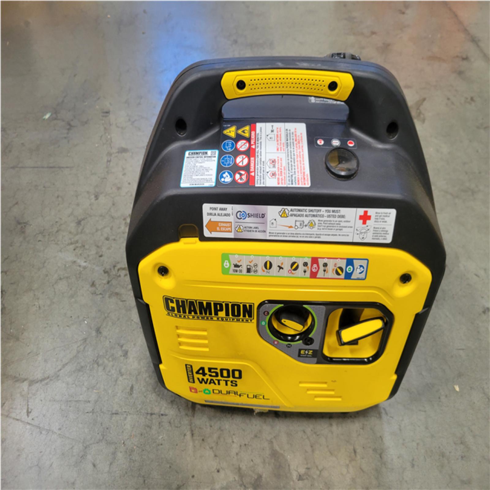 CALIFORNIA AS-IS CHAMPION 4500/3500-Watt Electric Start Gasoline/Propane Powered Dual Fuel Inverter
