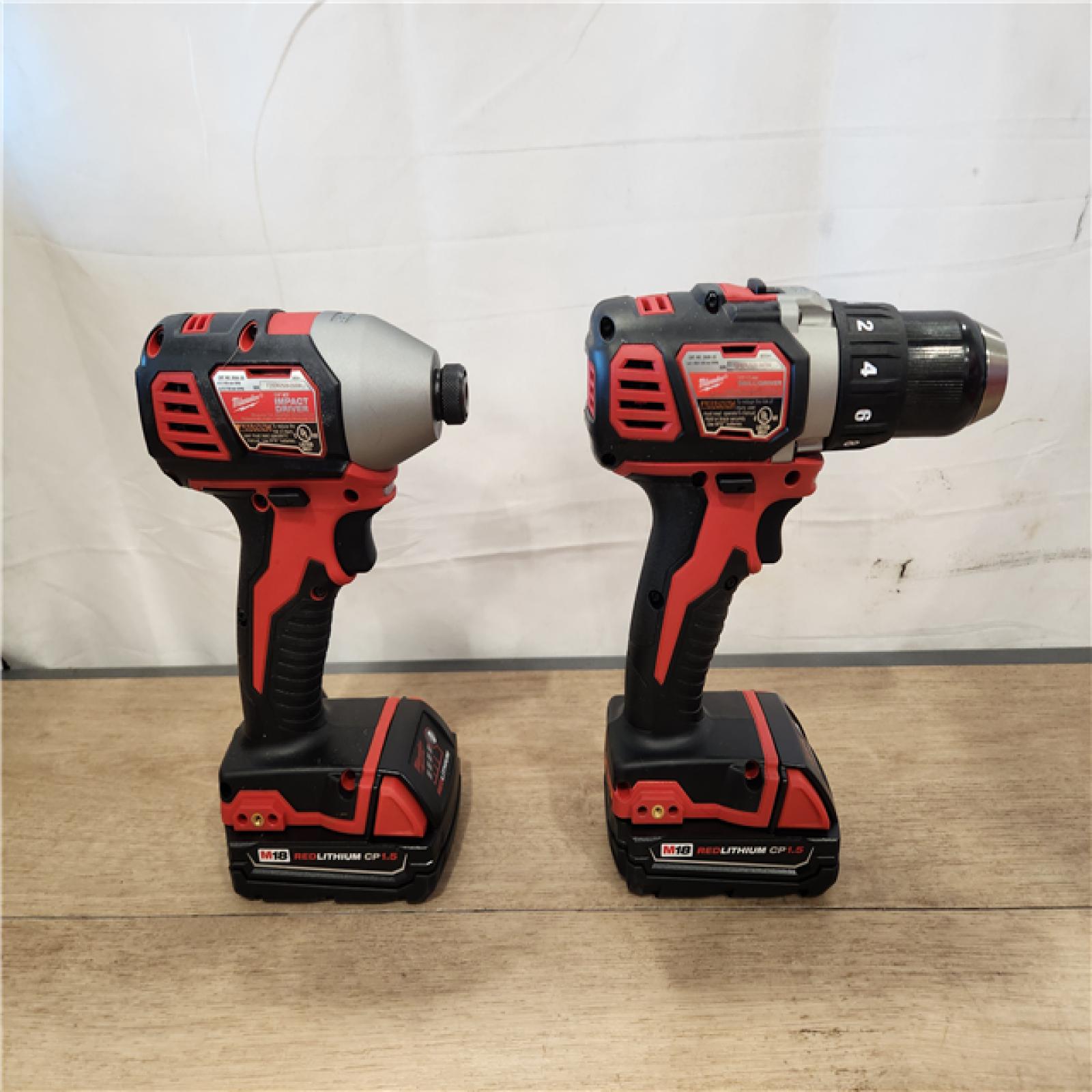 AS-IS- Milwaukee 18V Lithium-Ion Cordless Drill Driver/Impact Driver Combo Kit