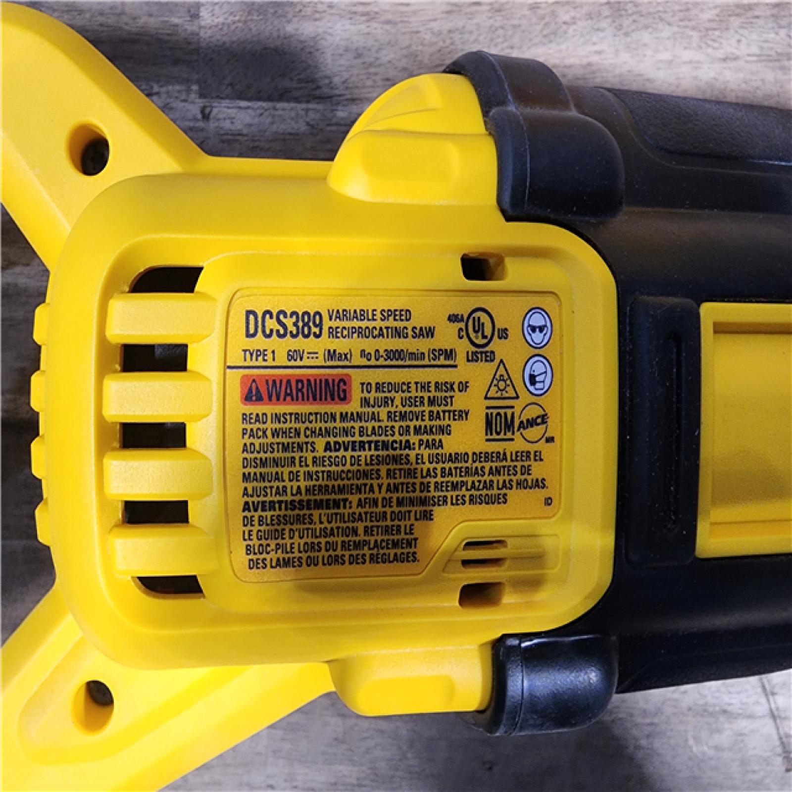 HOUSTON LOCATION - AS-IS (APPEARS LIKE NEW) DeWalt DCS389B FLEXVOLT 60V MAX Cordless Brushless Reciprocating Saw (Tool-Only)