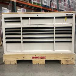 DALLAS LOCATION- AS IS! Husky Tool Storage 72 in. W x 24 in. D 18-Drawer Heavy Duty Adjustable Height Mobile Workbench Cabinet in Matte White