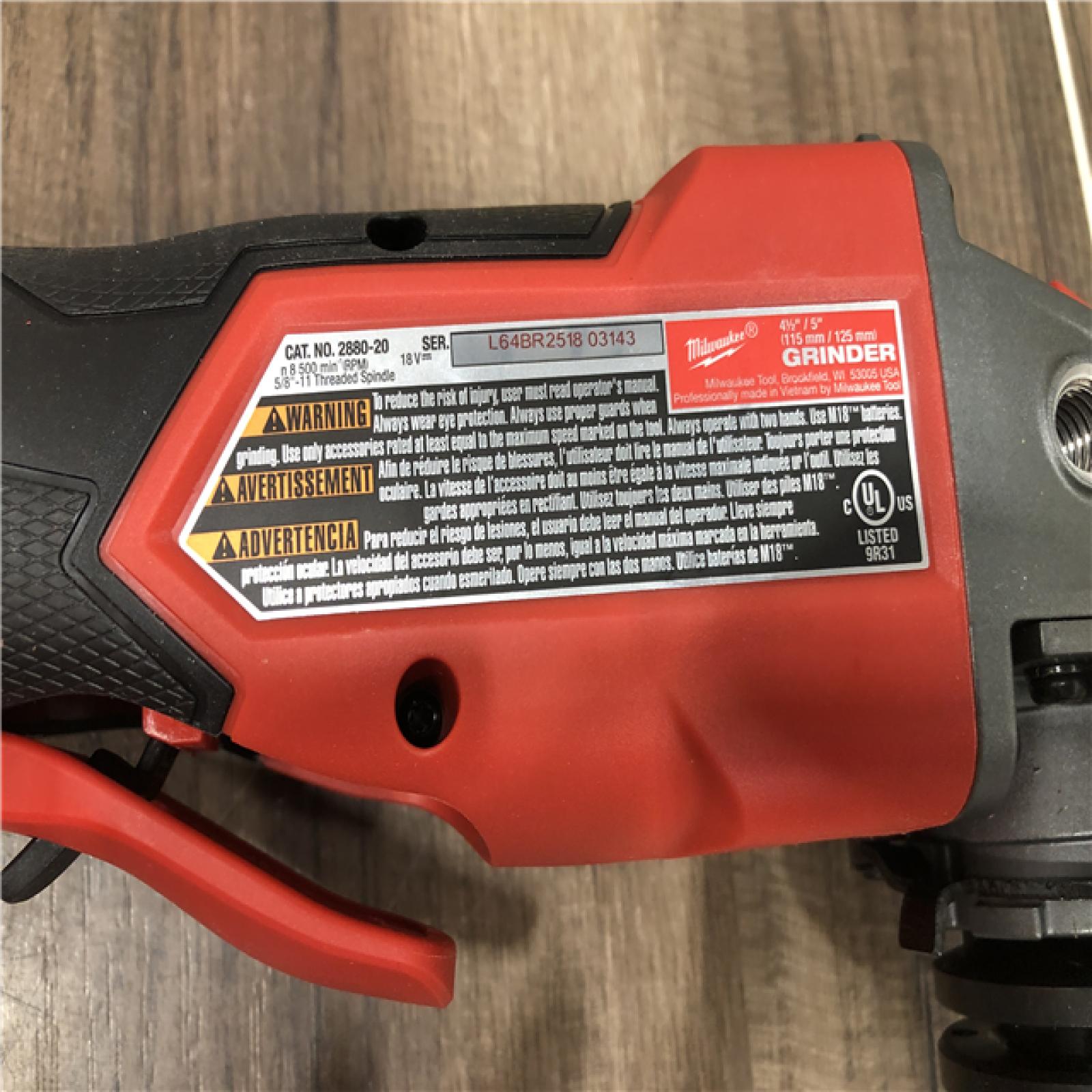 AS-IS Milwaukee FUEL 18V Lithium-Ion Brushless Cordless 4-1/2 in./5 in. Grinder w/Paddle Switch (Tool-Only)