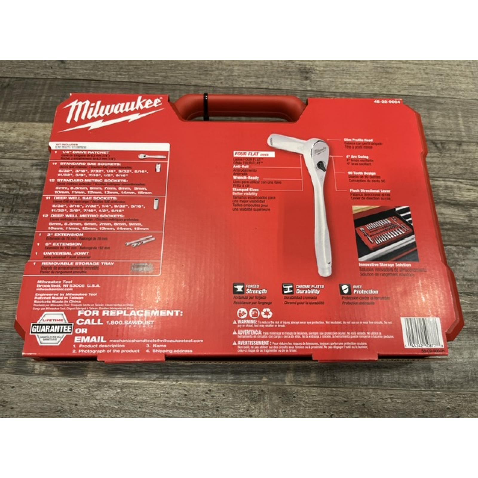 NEW - Milwaukee 1/4 in. Drive SAE/Metric Ratchet and Socket Mechanics Tool Set (50-Piece)