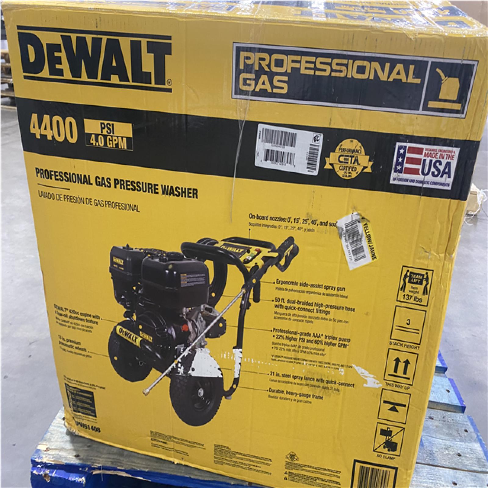 Dallas Location - As-Is DEWALT- DXPW61408 Pressure Washer 4400 PSI @ 4.0 GPM