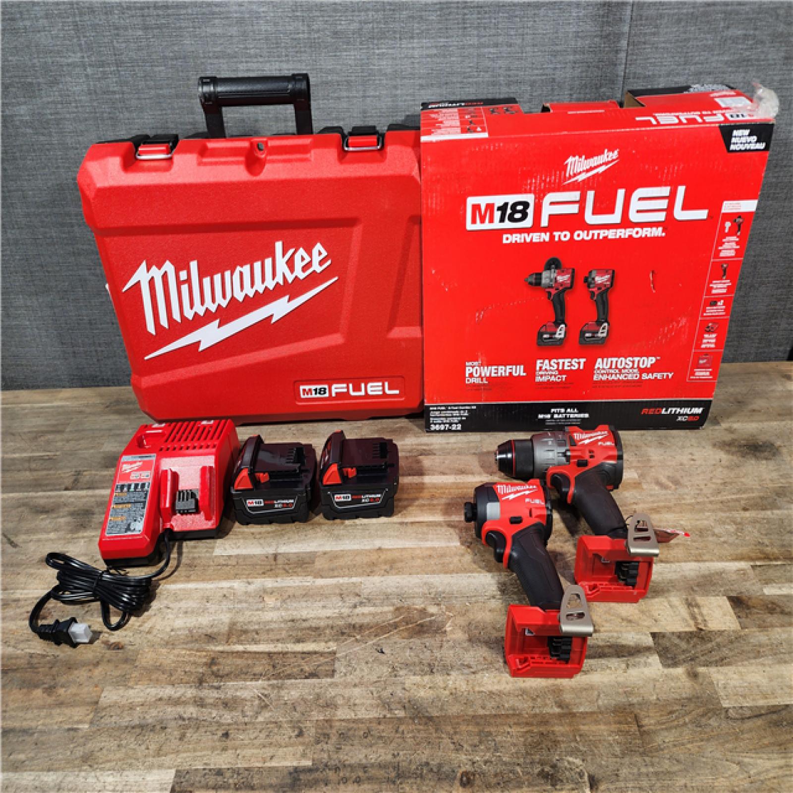 HOUSTON LOCATION - AS-IS (APPEARS LIKE NEW) Milwaukee FUEL 18V Lithium-Ion Brushless Cordless Hammer Drill and Impact Driver Combo Kit