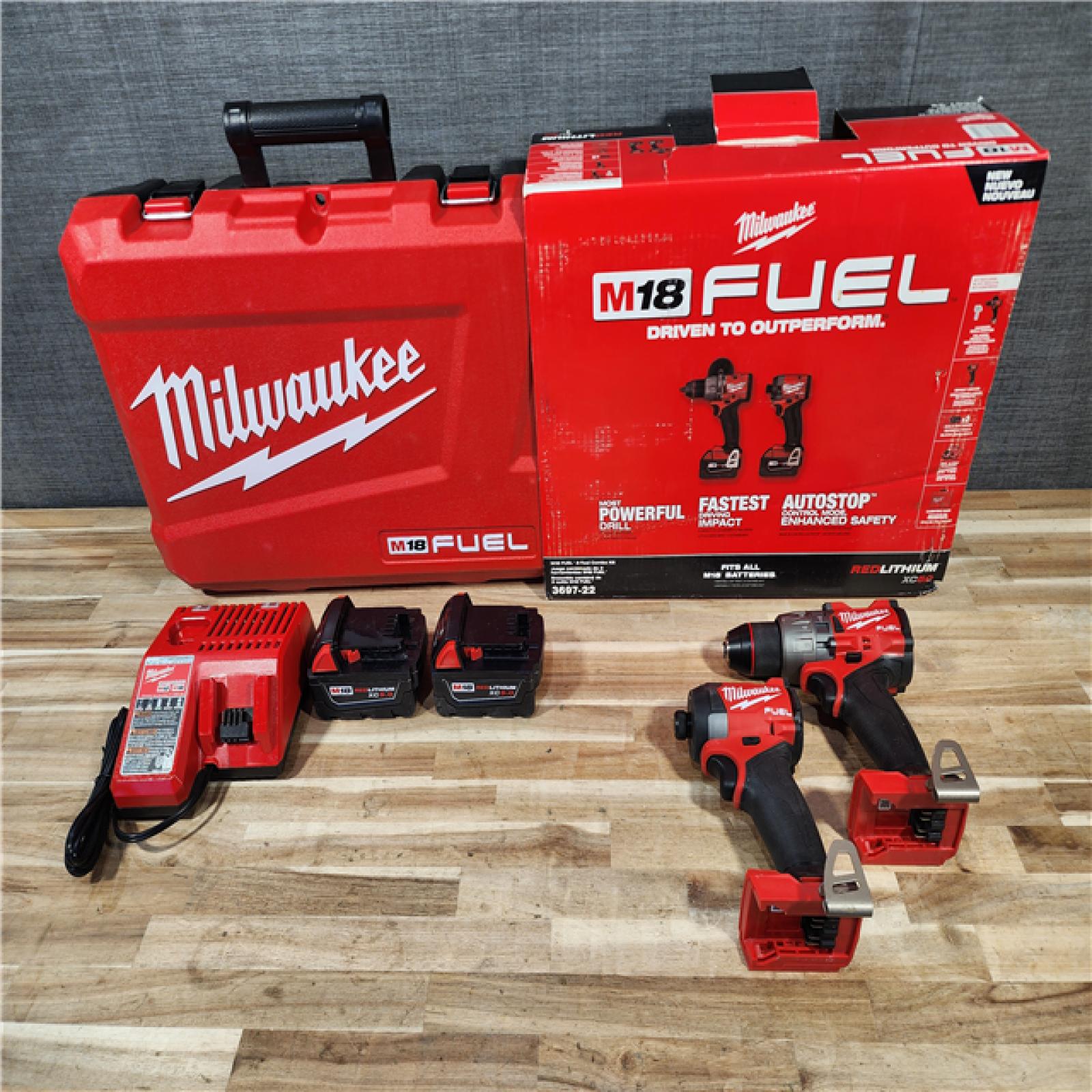 HOUSTON LOCATION - AS-IS Milwaukee  FUEL 18V Lithium-Ion Brushless Cordless Hammer Drill and Impact Driver Combo Kit