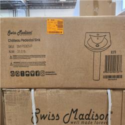 Phoenix NEW Swiss Madison Chateau 25.6 in. Pedestal Ceramic Bathroom Sink Round Single Faucet Hole in White Pallet of 8 (RV: $906