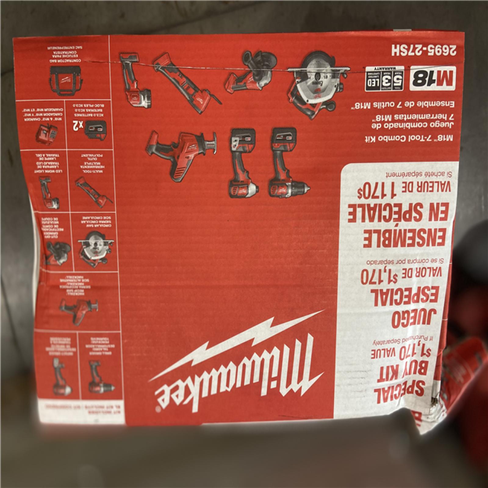 NEW! - Milwaukee M18 18-Volt Lithium-Ion Cordless Combo Kit 7-Tool with 2-Batteries  Charger and Tool Bag