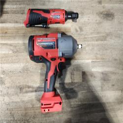 HOUSTON LOCATION - AS-IS Milwaukee 12/18V Lithium-Ion Cordless 3/8 in. Ratchet and 1/2 in. High Torque Impact Wrench with Friction Ring Combo Kit