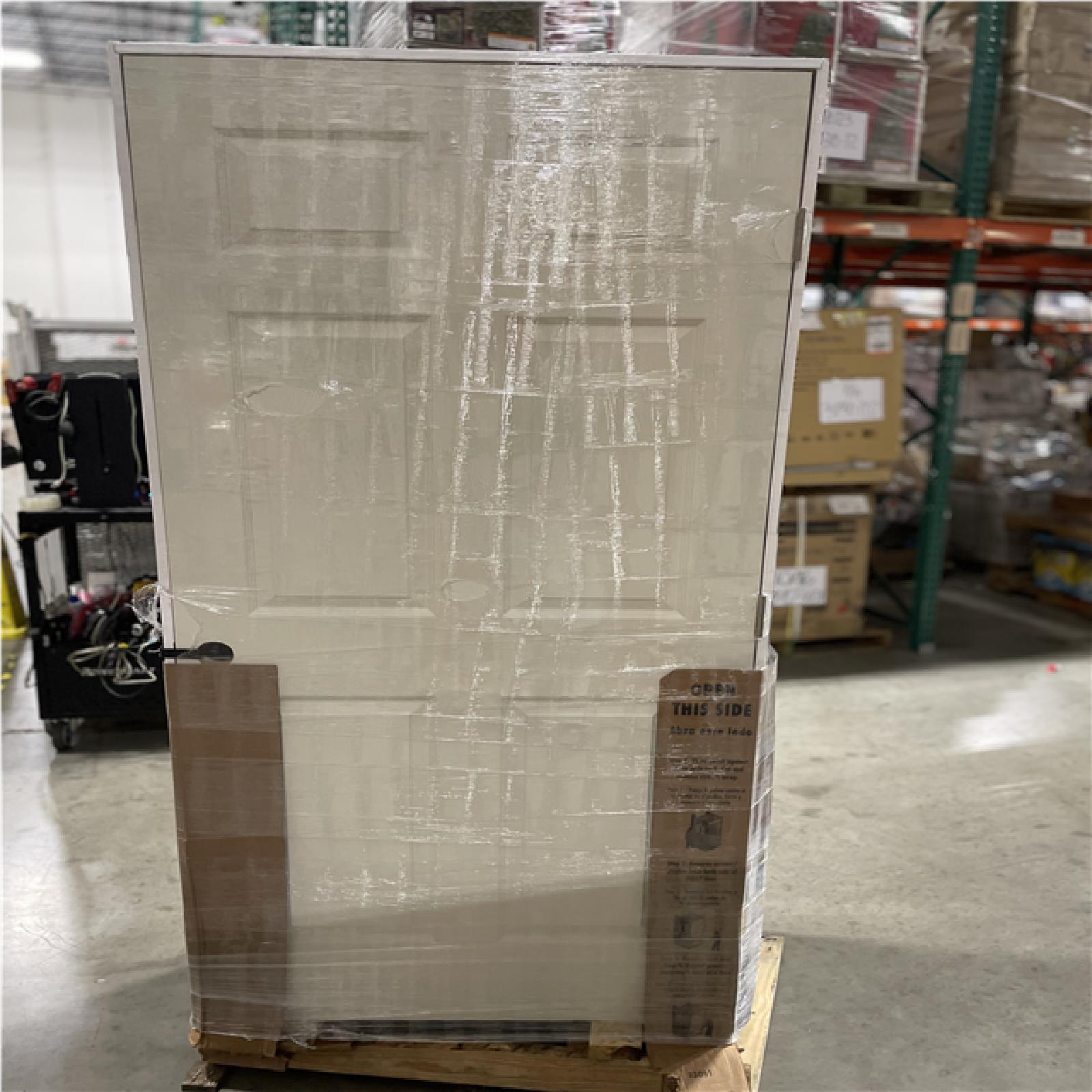 DALLAS LOCATION- AS-IS STEVES 36 in. x 80 in. Left-Handed Textured Hollow Core White Composite Single Prehung Interior Door (5 DOORS)