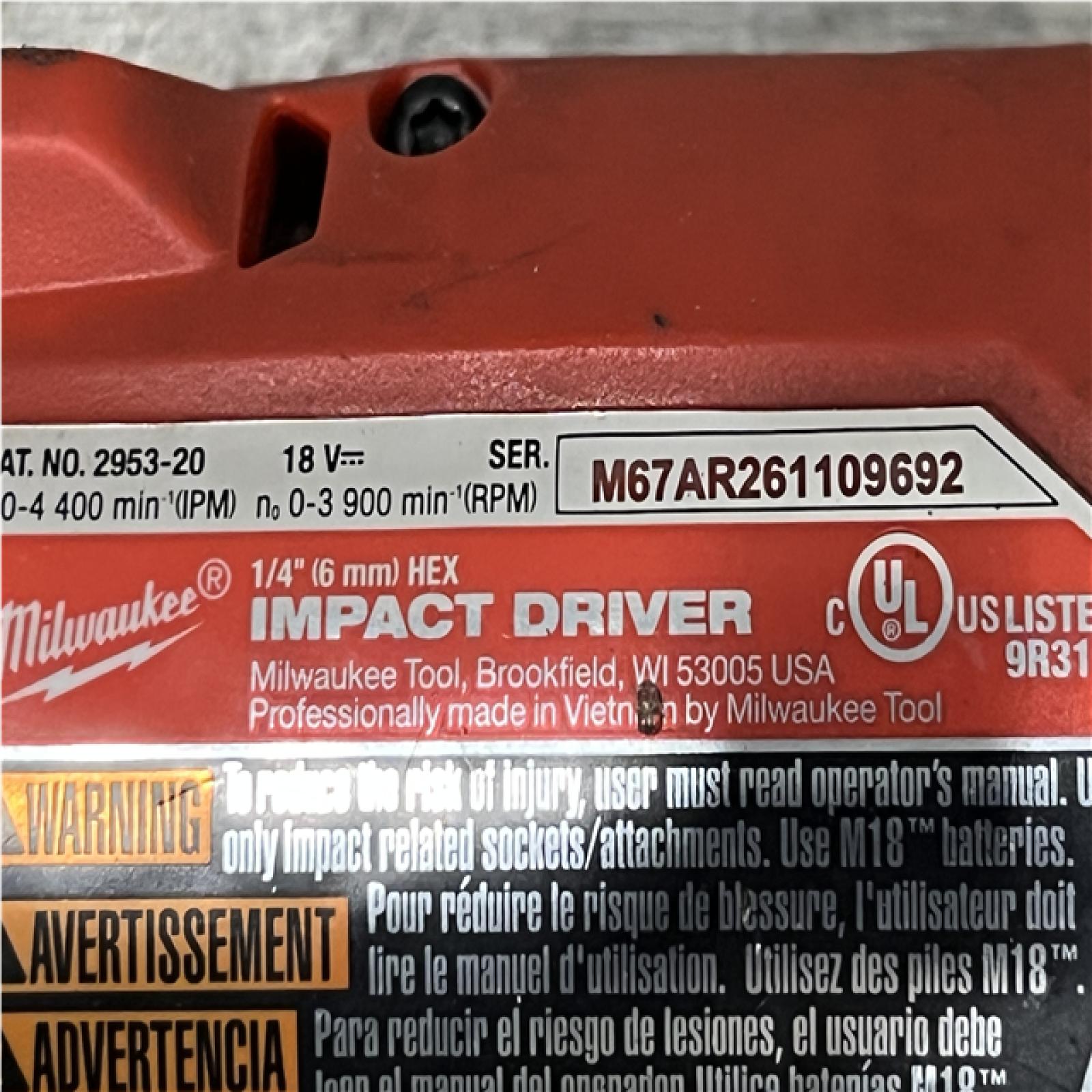AS-IS Milwaukee FUEL 18V Lithium-Ion Brushless Cordless 1/4 in. Hex Impact Driver (Tool-Only)