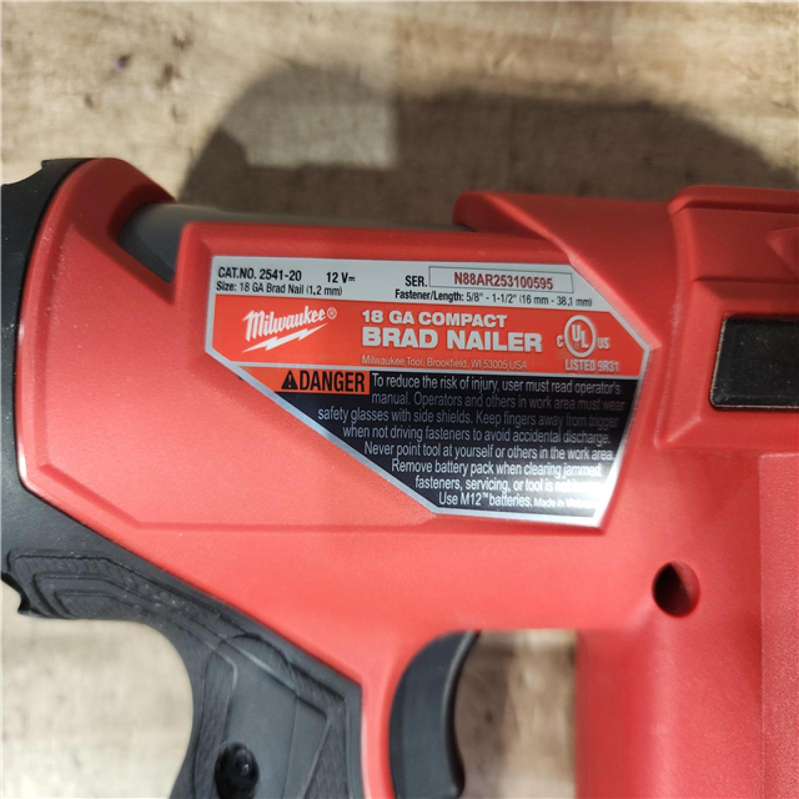 HOUSTON LOCATION - AS - IS Milwaukee FUEL 12-Volt Lithium-Ion Brushless Cordless 18-Gauge 1-1/2 in. Compact Brad Nailer (Tool-Only)