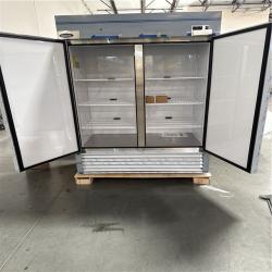 California AS-IS ORIKOOL 54 Commercial Reach-In Feezer in Stainless Steel  2 Solid Doors; Model #ST54BR (Dent on unit)