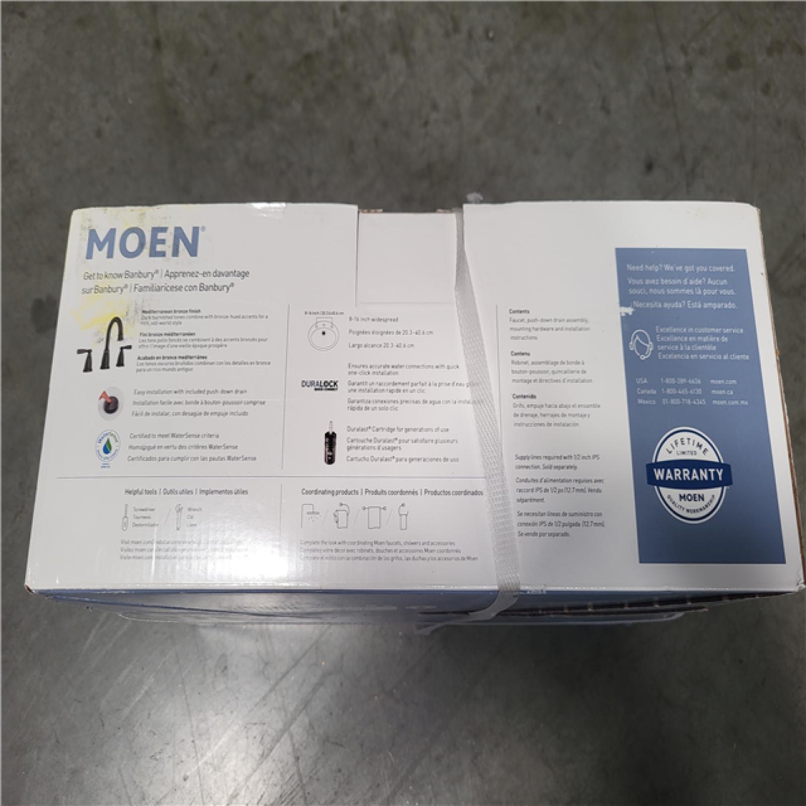CALIFORNIA AS-IS MOEN BANBURY 8 IN. DOUBLE HANDLE FAUCET
