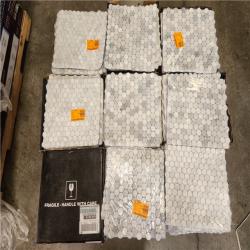 Phoenix MSI Capri Blue Penny Round 12 in. x 12 in. x 0.38 in. Honed Marble Mesh-Mounted Mosaic Floor and Wall Tile Pallet (18+Boxes)