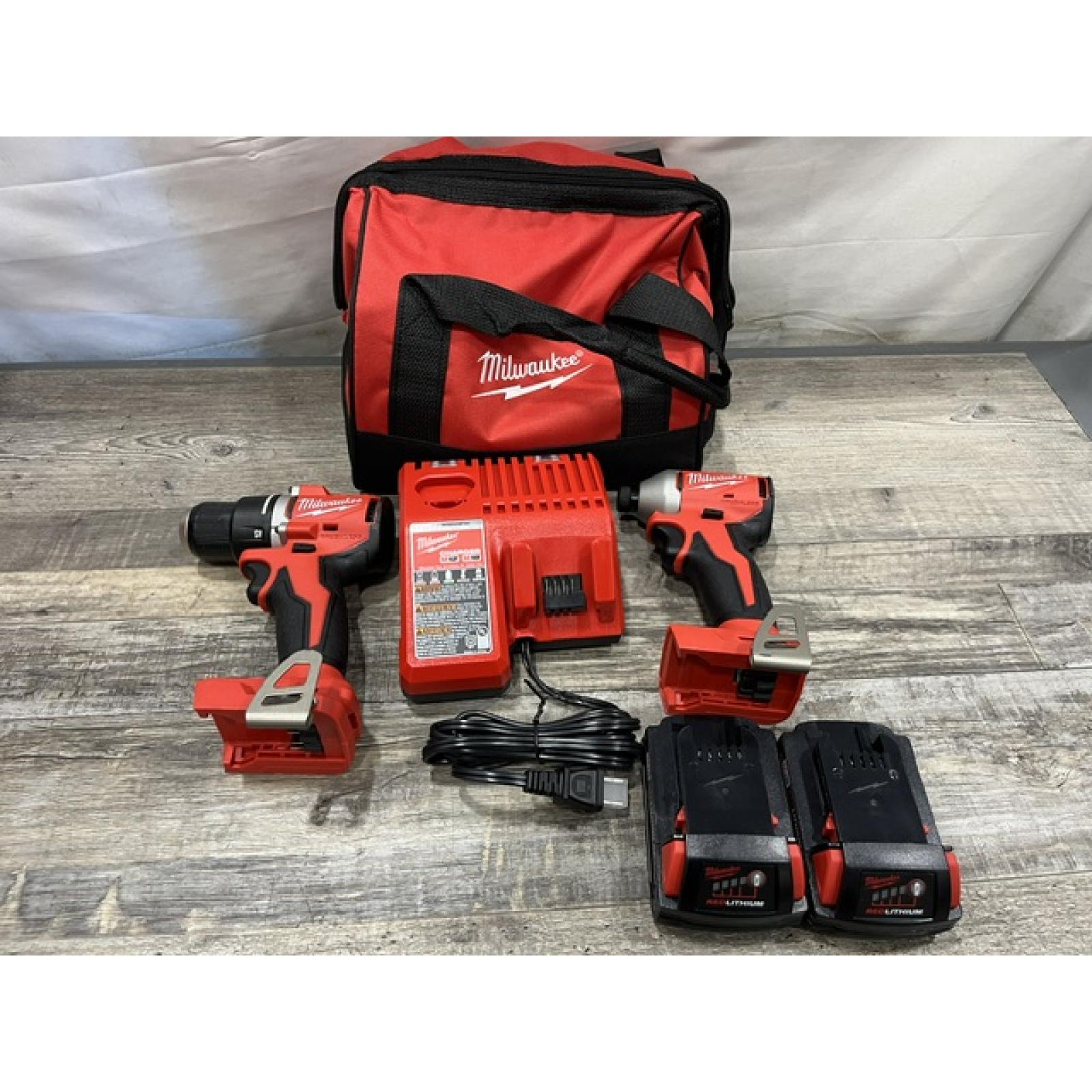AS-IS Milwaukee 18V Lithium-Ion Brushless Cordless Compact Drill/Impact Combo Kit