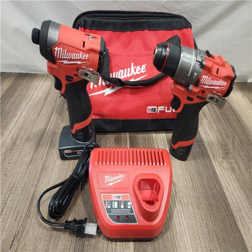 AS-IS- Milwaukee 12V Brushless Hammer Drill and Impact Driver Combo Kit