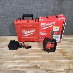 HOUSTON LOCATION - AS-IS Milwaukee Green 100 ft. Cross Line and Plumb Points Rechargeable Laser Level with REDLITHIUM Lithium-Ion USB Battery and Charger