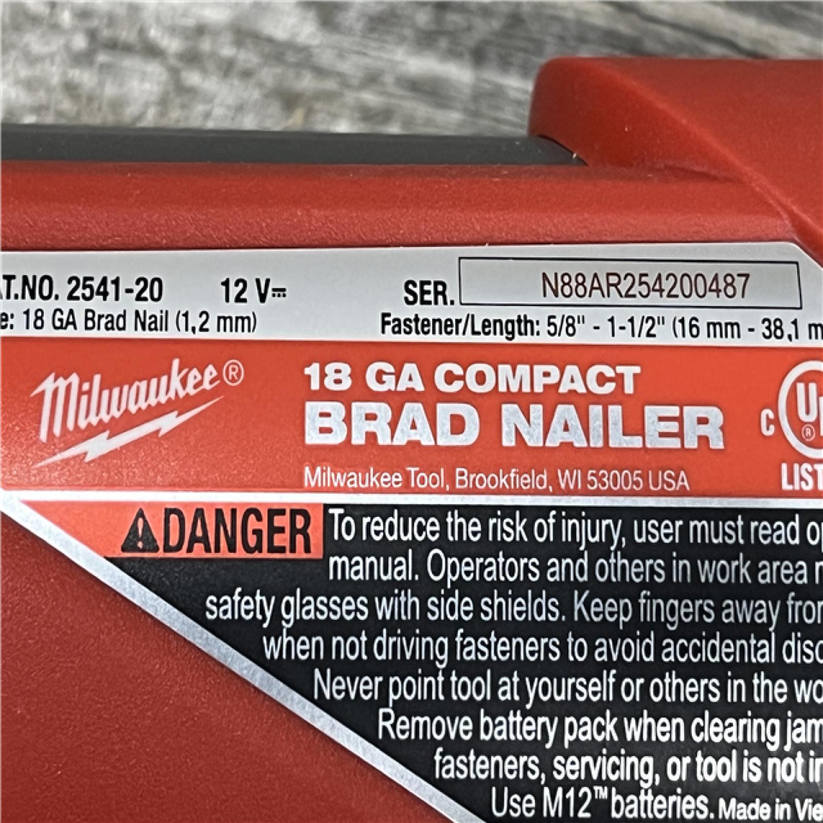 AS-IS Milwaukee FUEL 12-Volt Lithium-Ion Brushless Cordless 18-Gauge 1-1/2 in. Compact Brad Nailer (Tool-Only)
