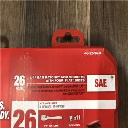 NEW- Milwaukee 1/4 in. Drive SAE Ratchet and Socket Mechanics Tool Set (26-Piece)